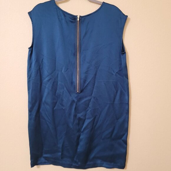 Blue Sleeveless‎ 100% Silk Tunic With Back Zipper By Nuthatch - Size M - Picture 2 of 7